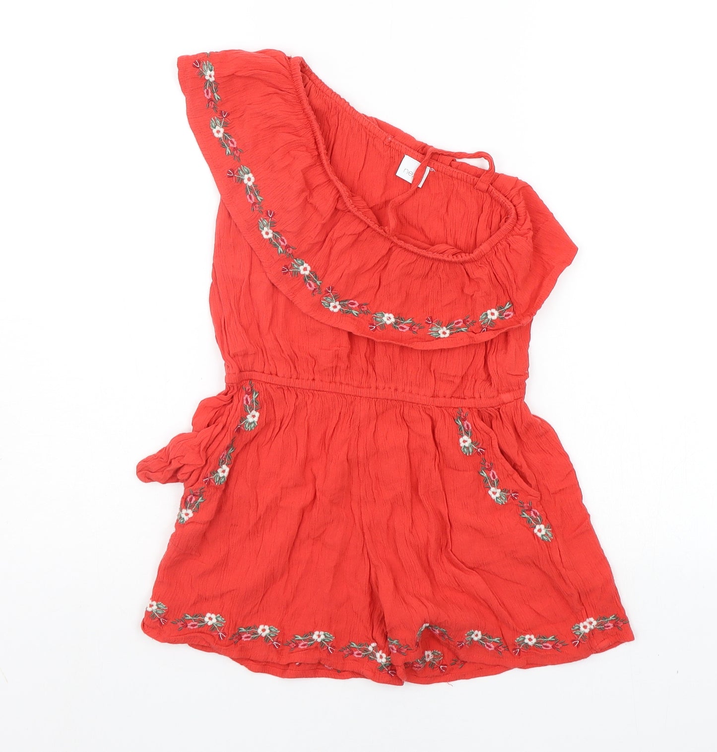 NEXT Girls Red Floral  Jumpsuit One-Piece Size 7 Years