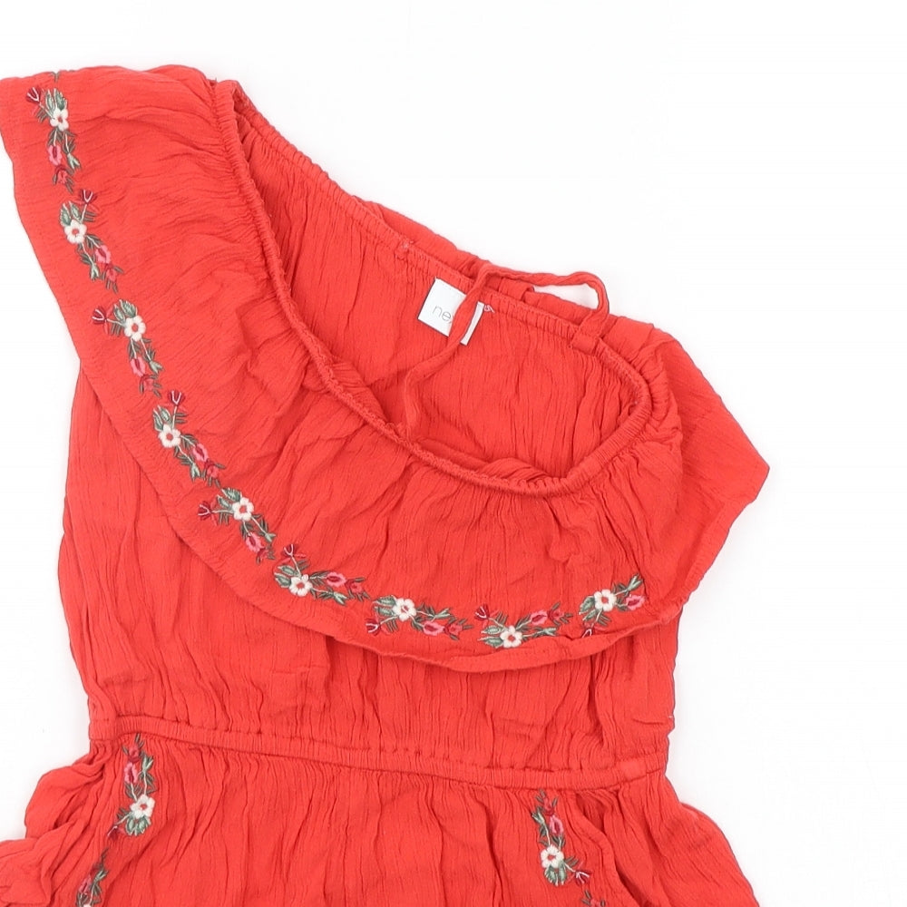 NEXT Girls Red Floral  Jumpsuit One-Piece Size 7 Years