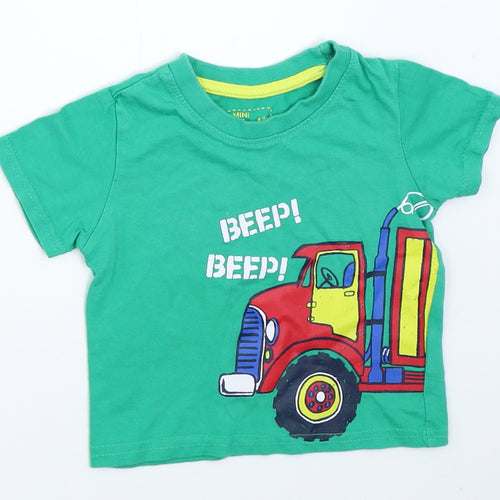 Mini Rebel Boys Green   Basic T-Shirt Size 9-12 Months