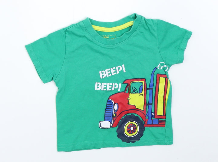 Mini Rebel Boys Green Basic T-Shirt Size 9-12 Months