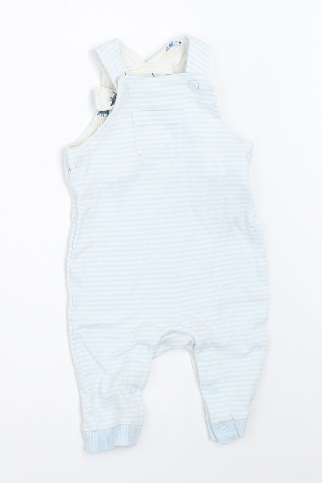 Marks and Spencer Boys Blue Striped  Dungaree One-Piece Size 3-6 Months