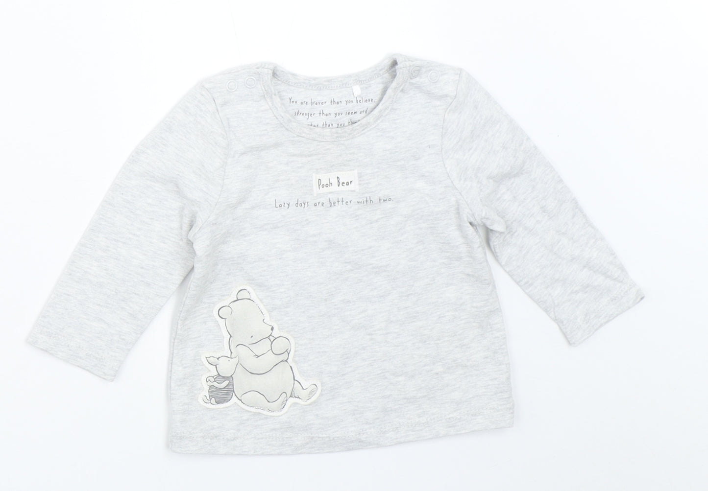 TU Baby Grey   Basic T-Shirt Size 3-6 Months  - Winnie The Pooh