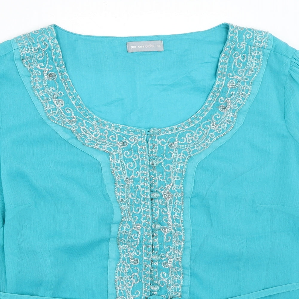 Per Una Womens Blue   Basic Blouse Size 18