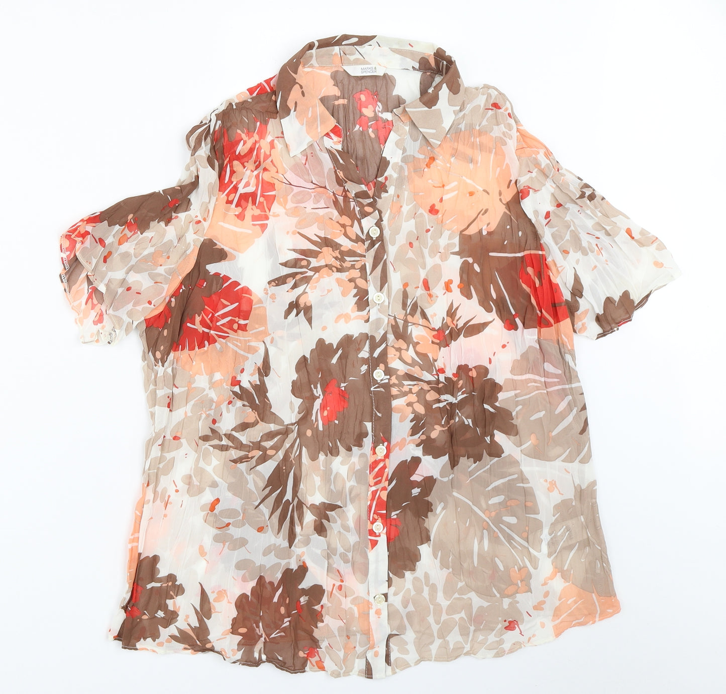 Marks and Spencer Womens Brown   Basic Button-Up Size 16