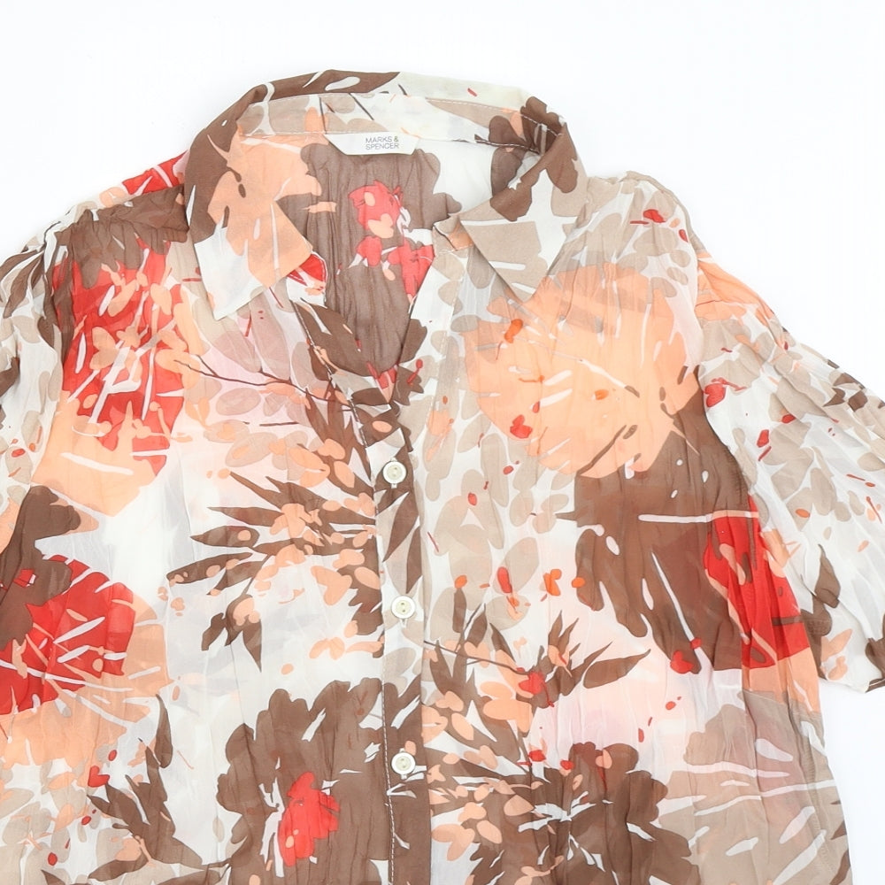 Marks and Spencer Womens Brown   Basic Button-Up Size 16