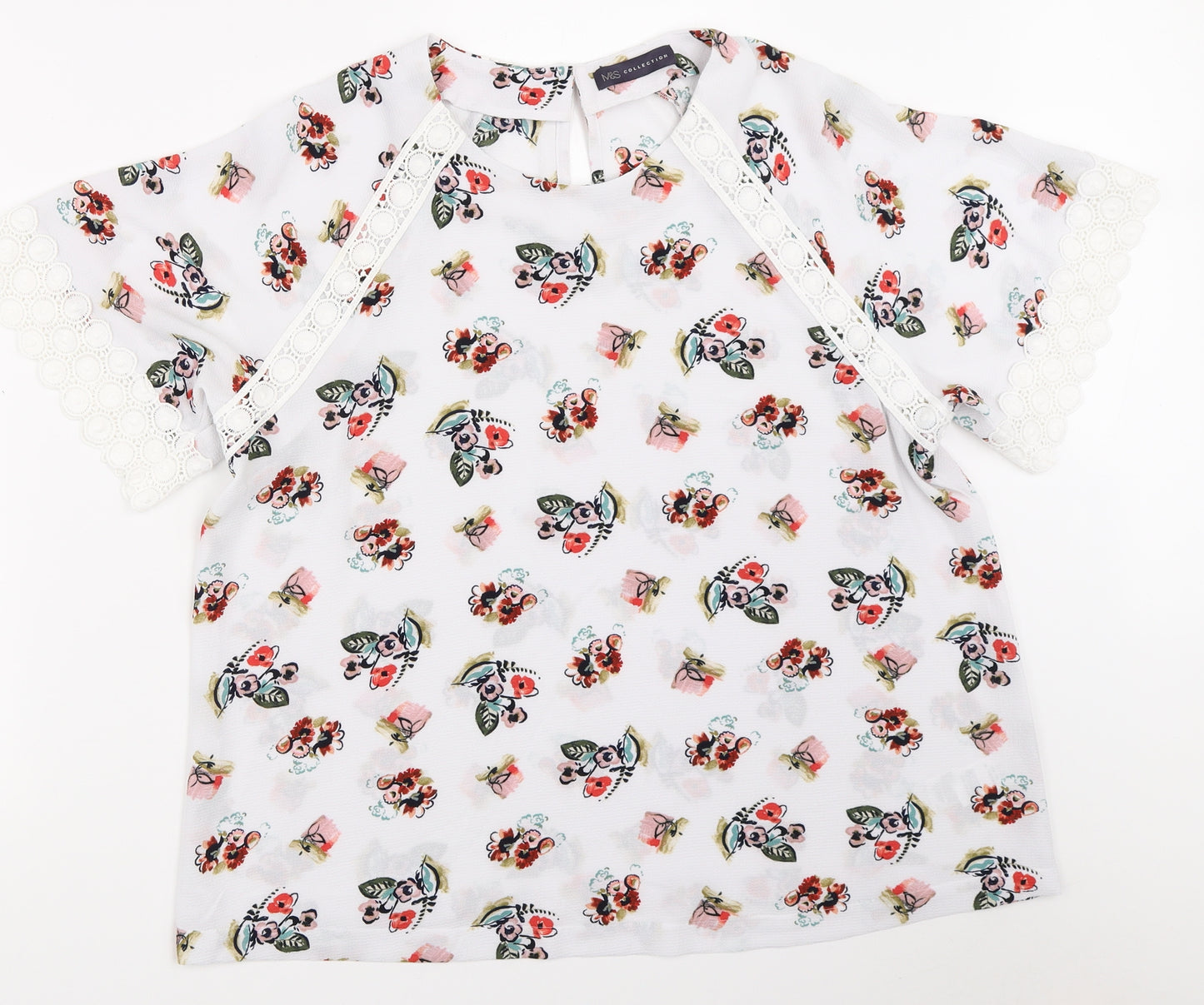 Marks and Spencer Womens White Floral  Basic Blouse Size 16