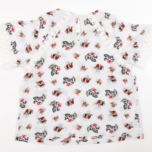 Marks and Spencer Womens White Floral  Basic Blouse Size 16