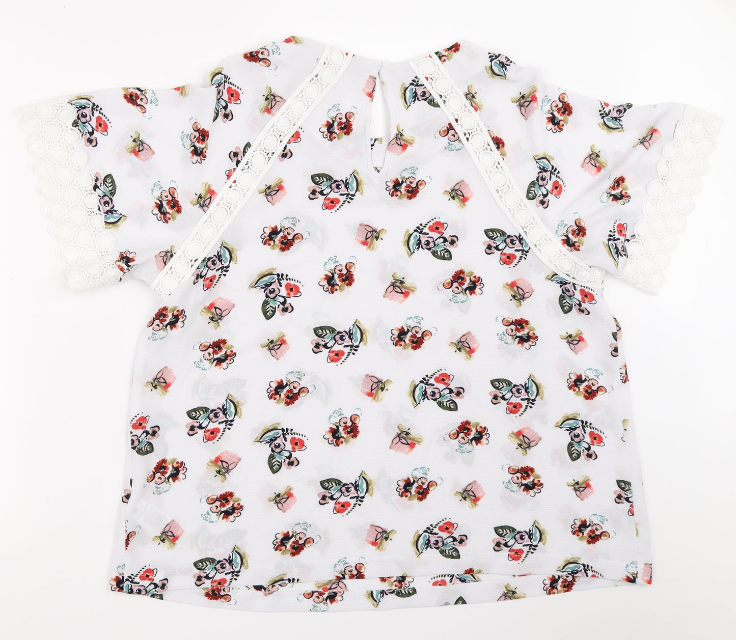 Marks and Spencer Womens White Floral  Basic Blouse Size 16