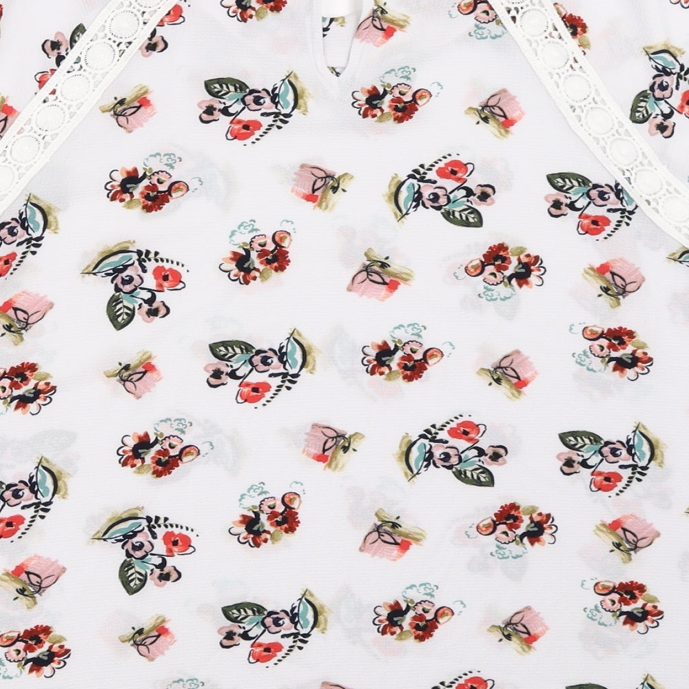 Marks and Spencer Womens White Floral  Basic Blouse Size 16