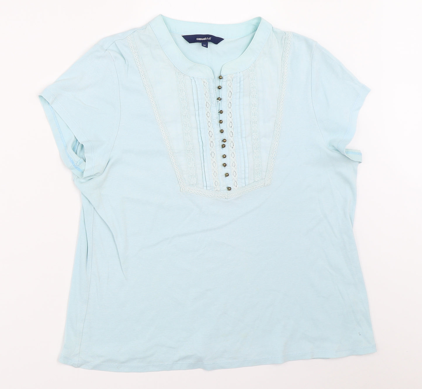 Casual Club Womens Blue   Basic T-Shirt Size 16