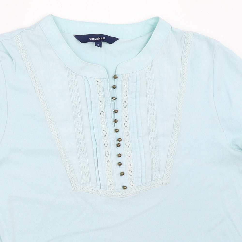 Casual Club Womens Blue   Basic T-Shirt Size 16