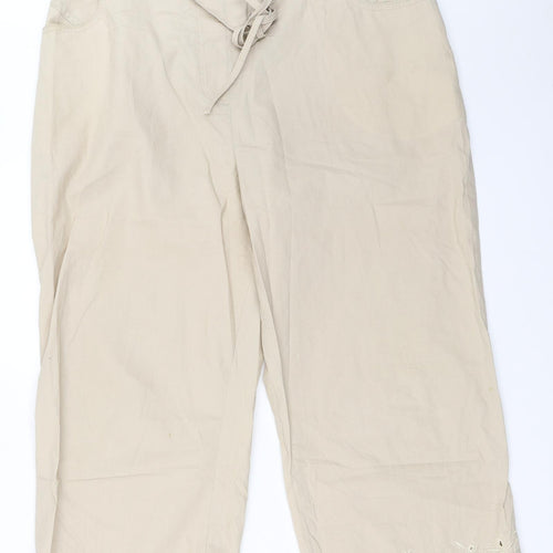 Marks and Spencer Womens Beige   Cropped Trousers Size 14 L20 in