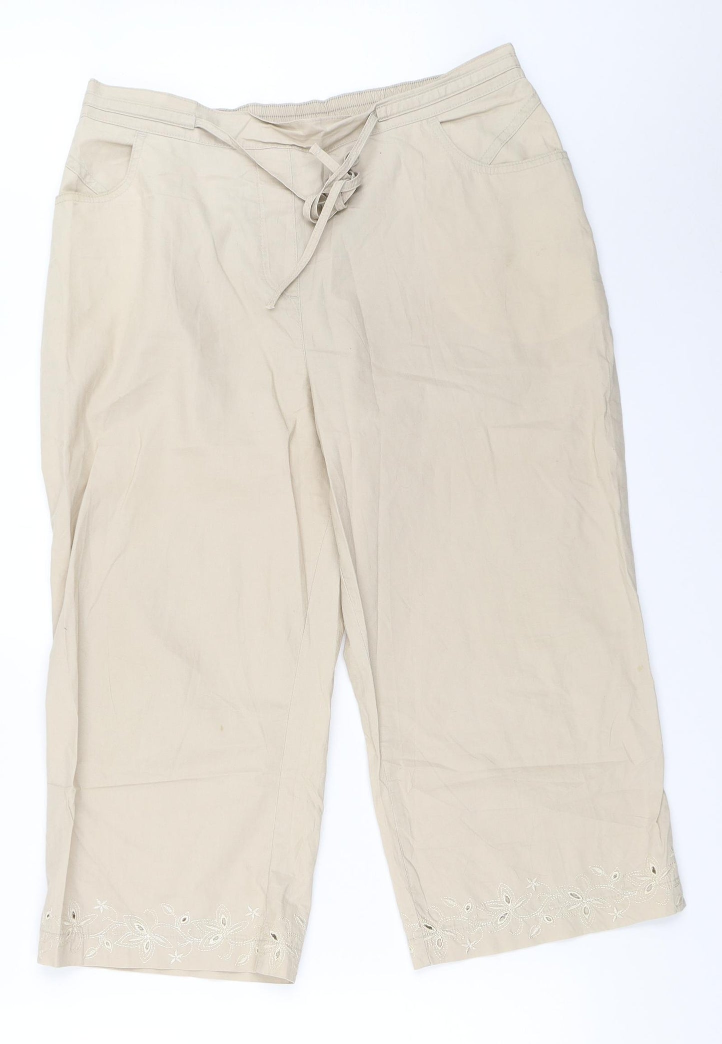 Marks and Spencer Womens Beige   Cropped Trousers Size 14 L20 in