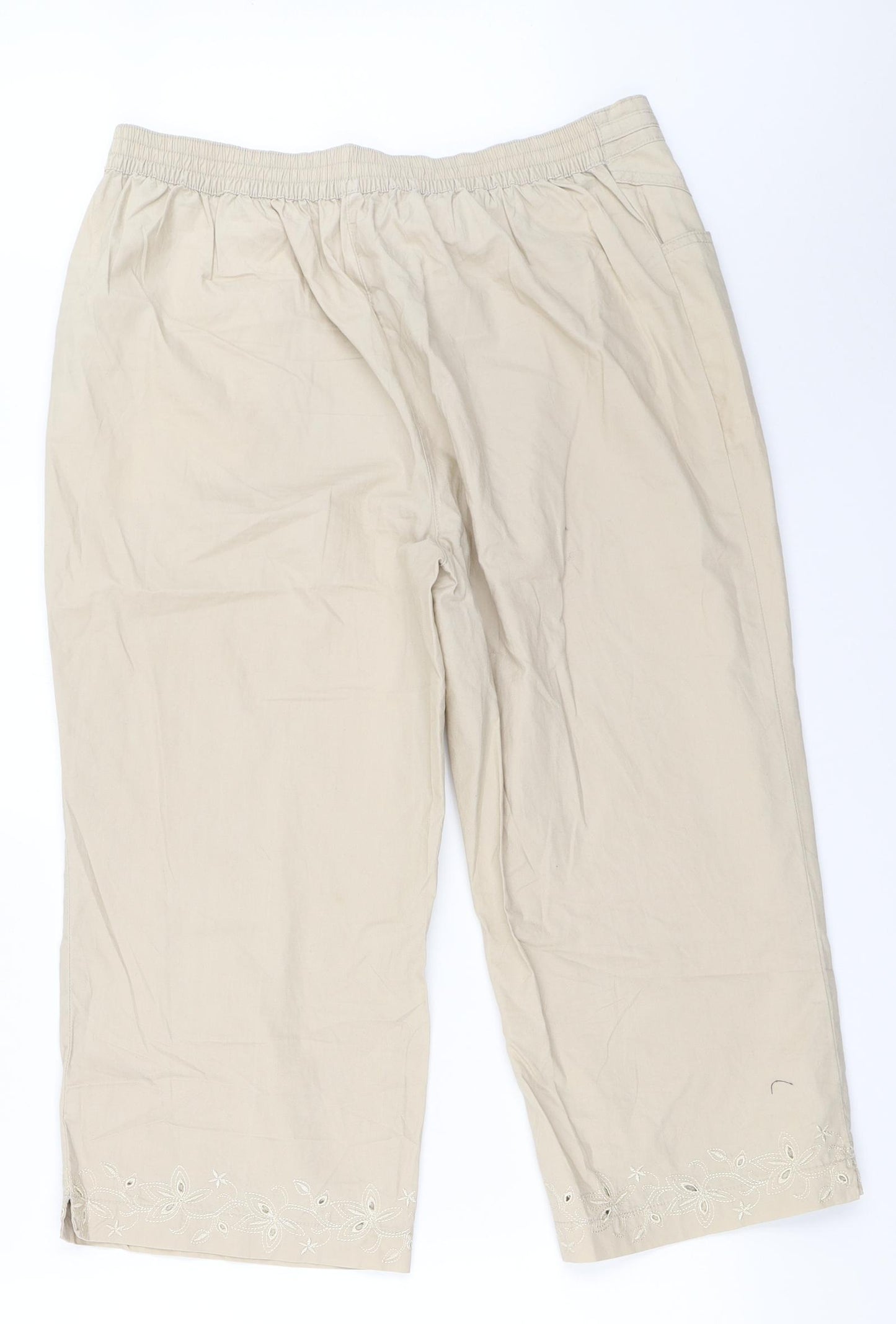 Marks and Spencer Womens Beige   Cropped Trousers Size 14 L20 in