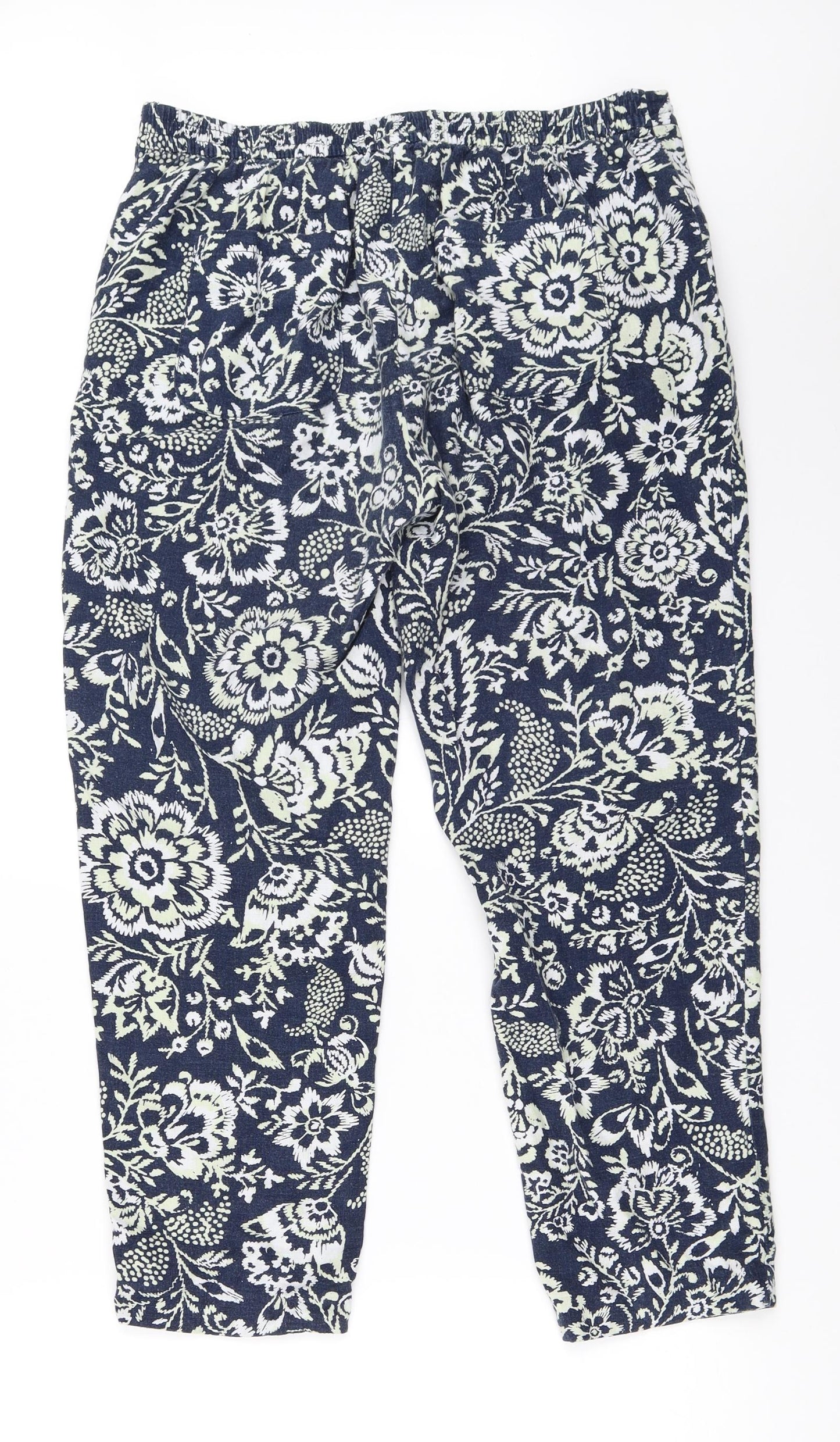 Marks and Spencer Womens Blue Floral  Capri Trousers Size 12 L24.5 in