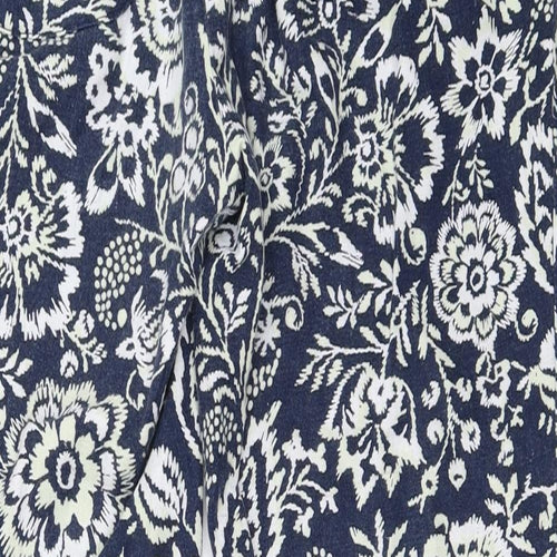Marks and Spencer Womens Blue Floral  Capri Trousers Size 12 L24.5 in