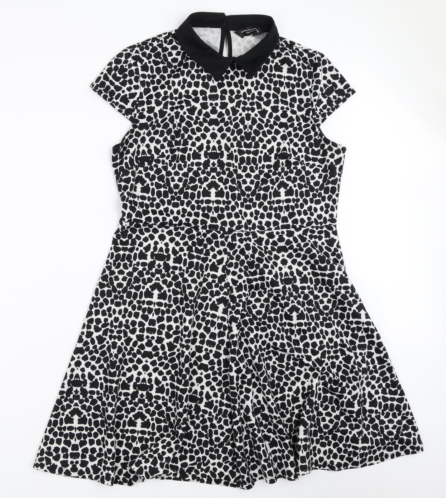 Dorothy Perkins Womens Black Animal Print  Fit & Flare  Size 16