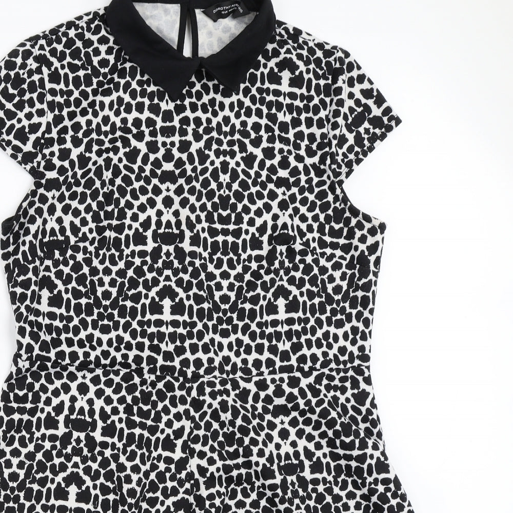 Dorothy Perkins Womens Black Animal Print  Fit & Flare  Size 16
