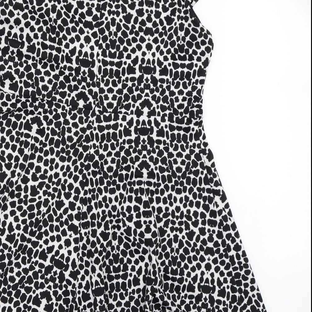 Dorothy Perkins Womens Black Animal Print  Fit & Flare  Size 16