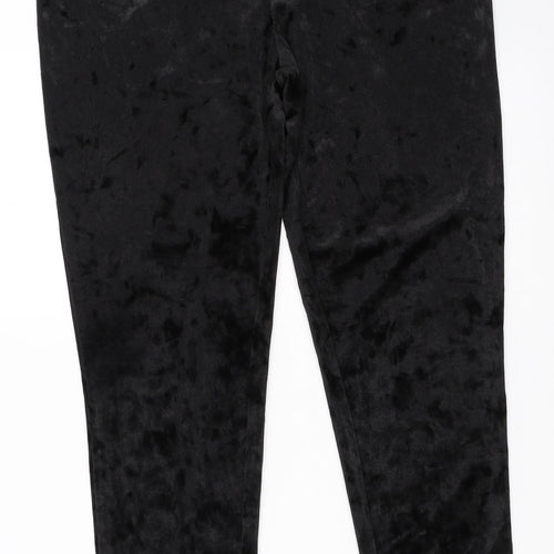 Pep&Co Womens Black  Velour Capri Leggings Size 14 L28 in