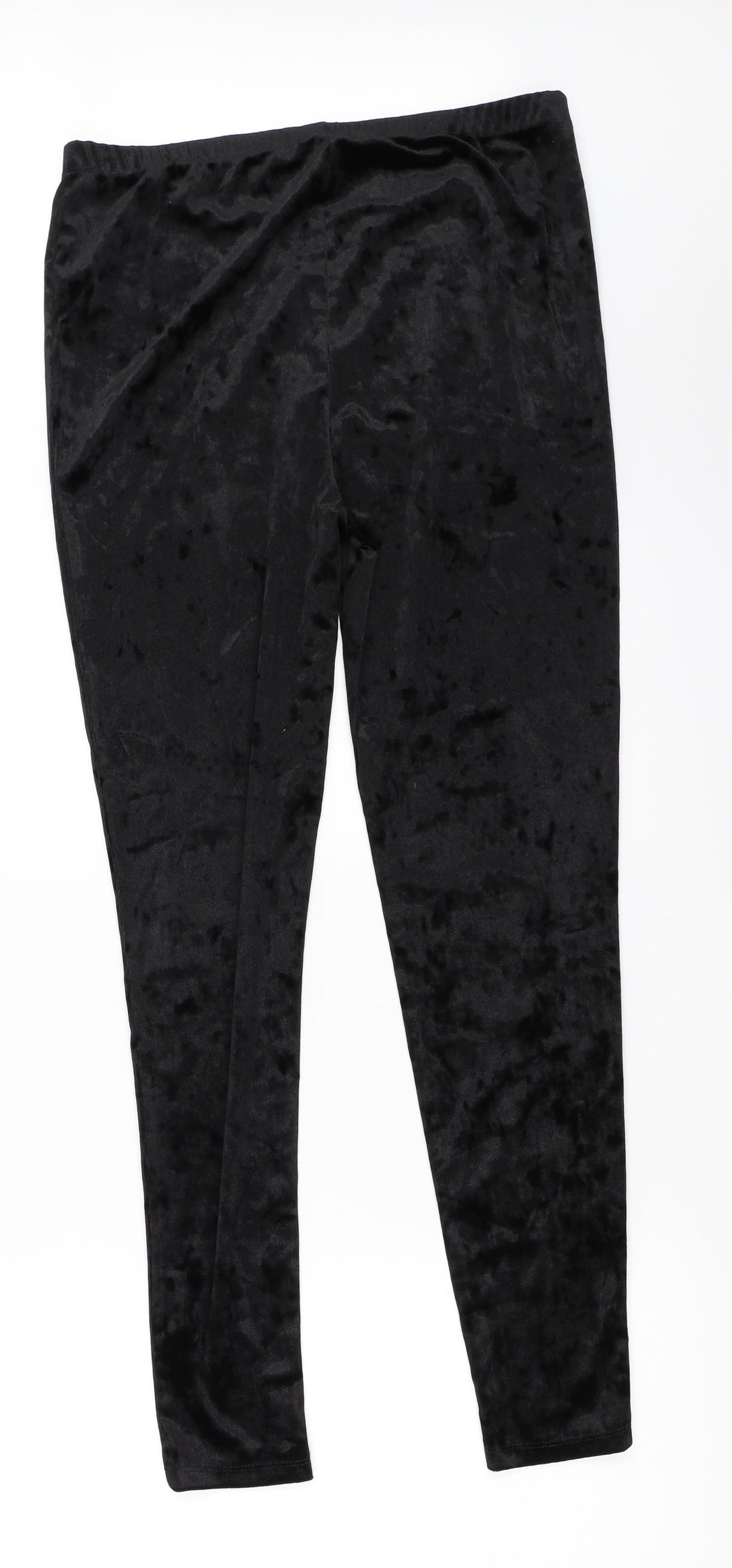 Pep&Co Womens Black  Velour Capri Leggings Size 14 L28 in