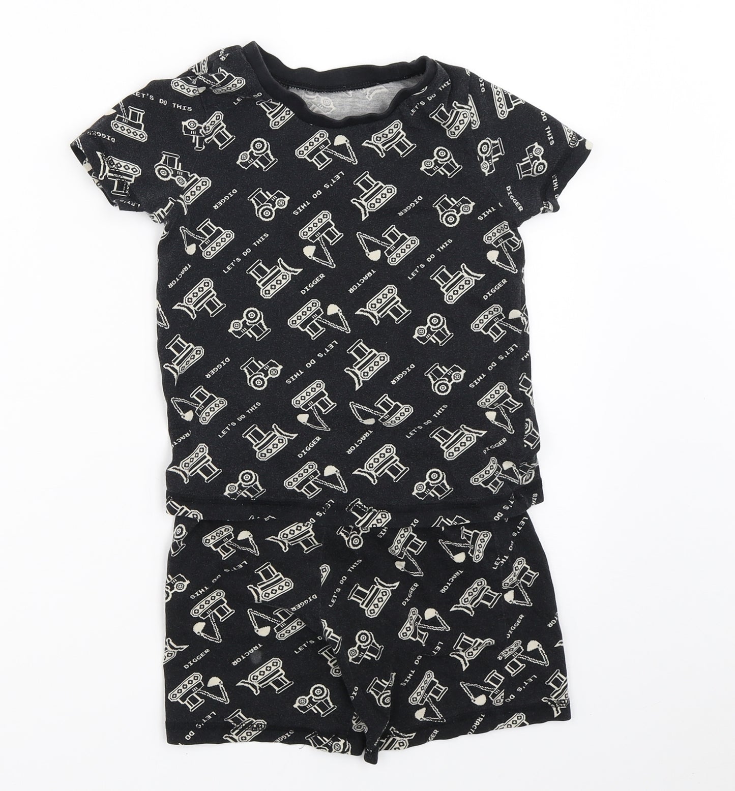George Boys Black Solid   Pyjama Set Size 4-5 Years