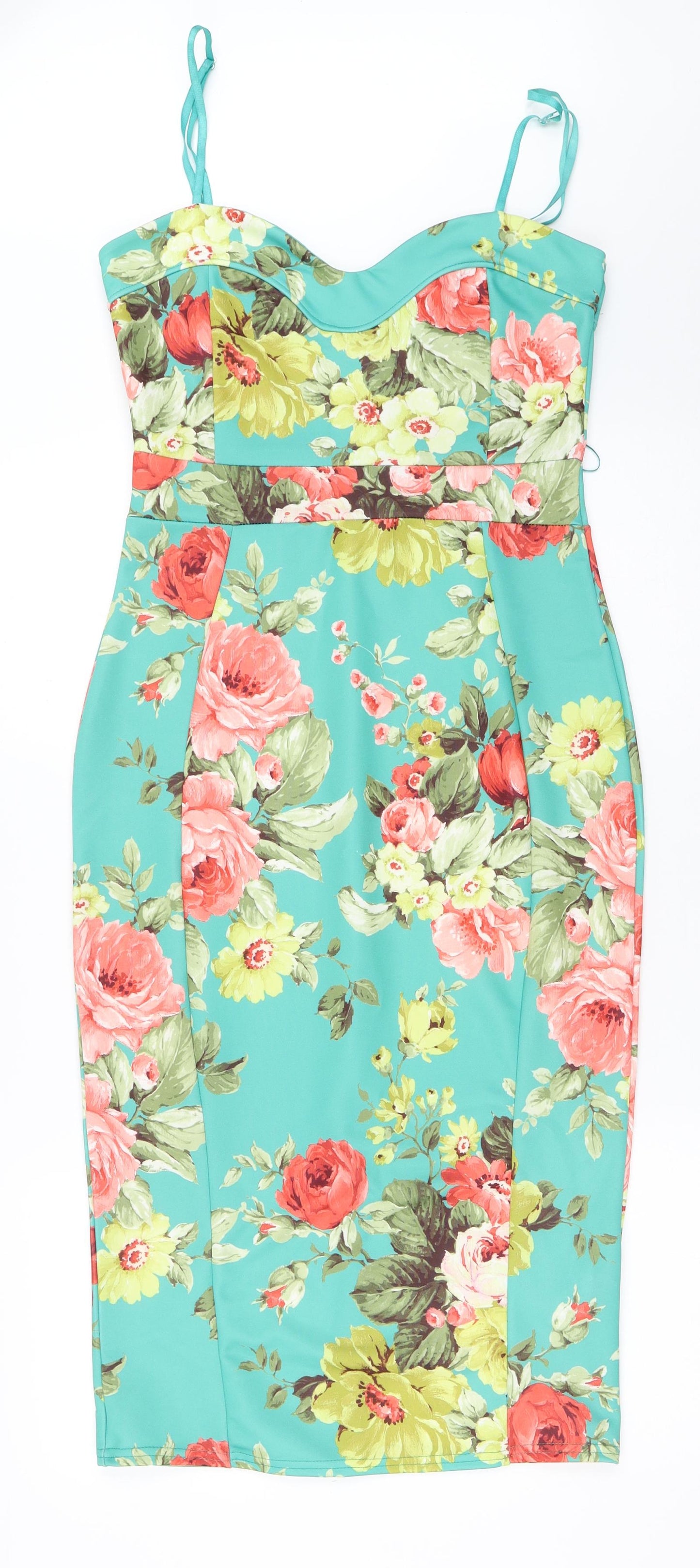 New Look Womens Green Floral  Bodycon  Size 14