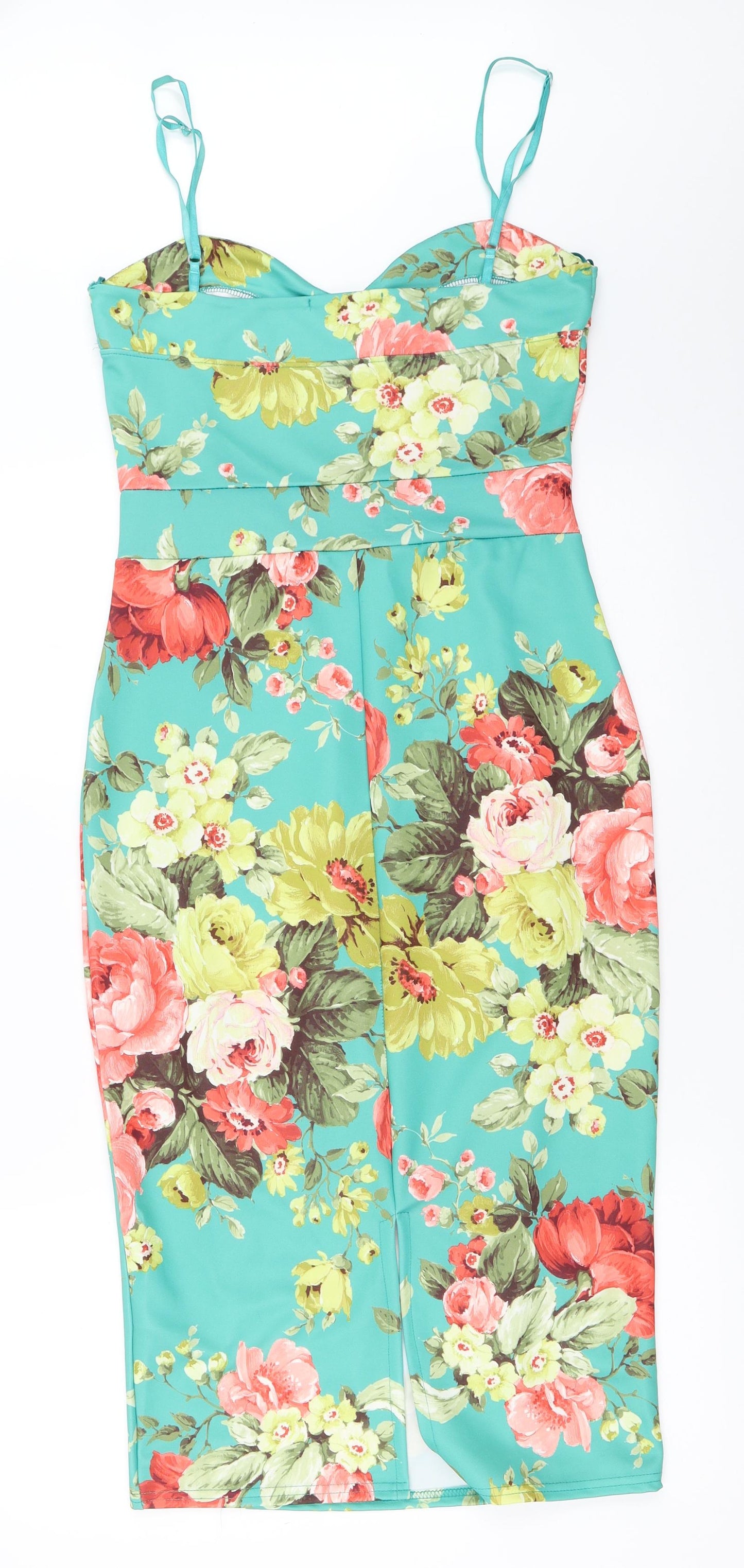 New Look Womens Green Floral  Bodycon  Size 14