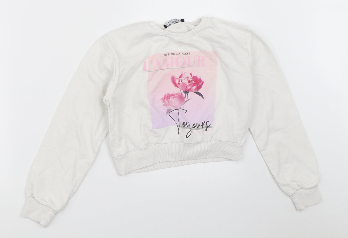 Select Girls White   Pullover Sweatshirt Size 10-11 Years