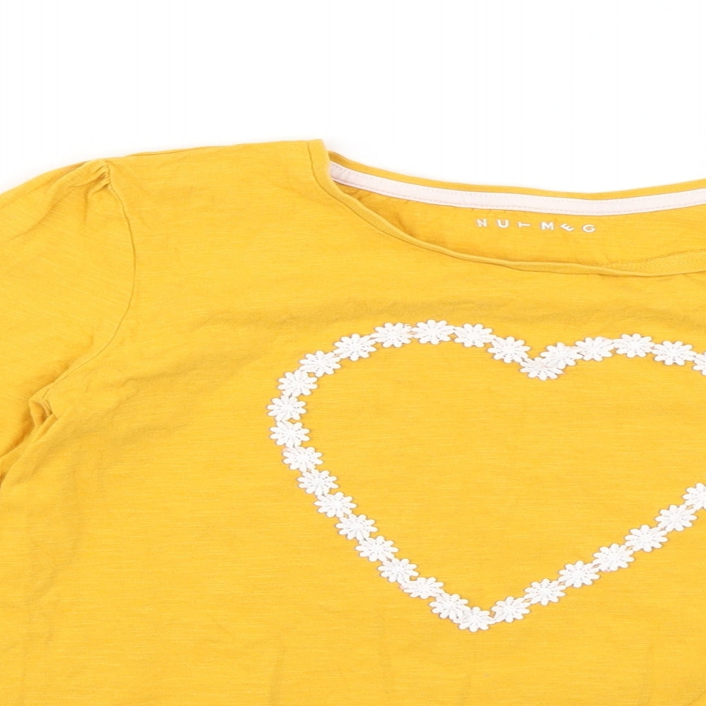 Nutmeg Girls Yellow Floral  Basic T-Shirt Size 13-14 Years