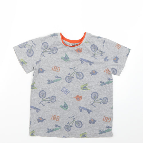 M&Co Boys Grey Geometric  Basic T-Shirt Size 7-8 Years