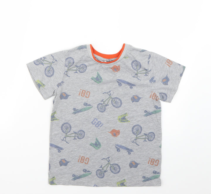 M&Co Boys Grey Geometric  Basic T-Shirt Size 7-8 Years