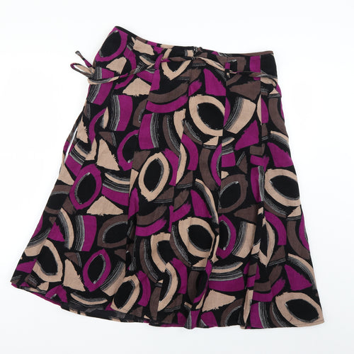 M&Co Womens Multicoloured Geometric  Flare Skirt Size 14