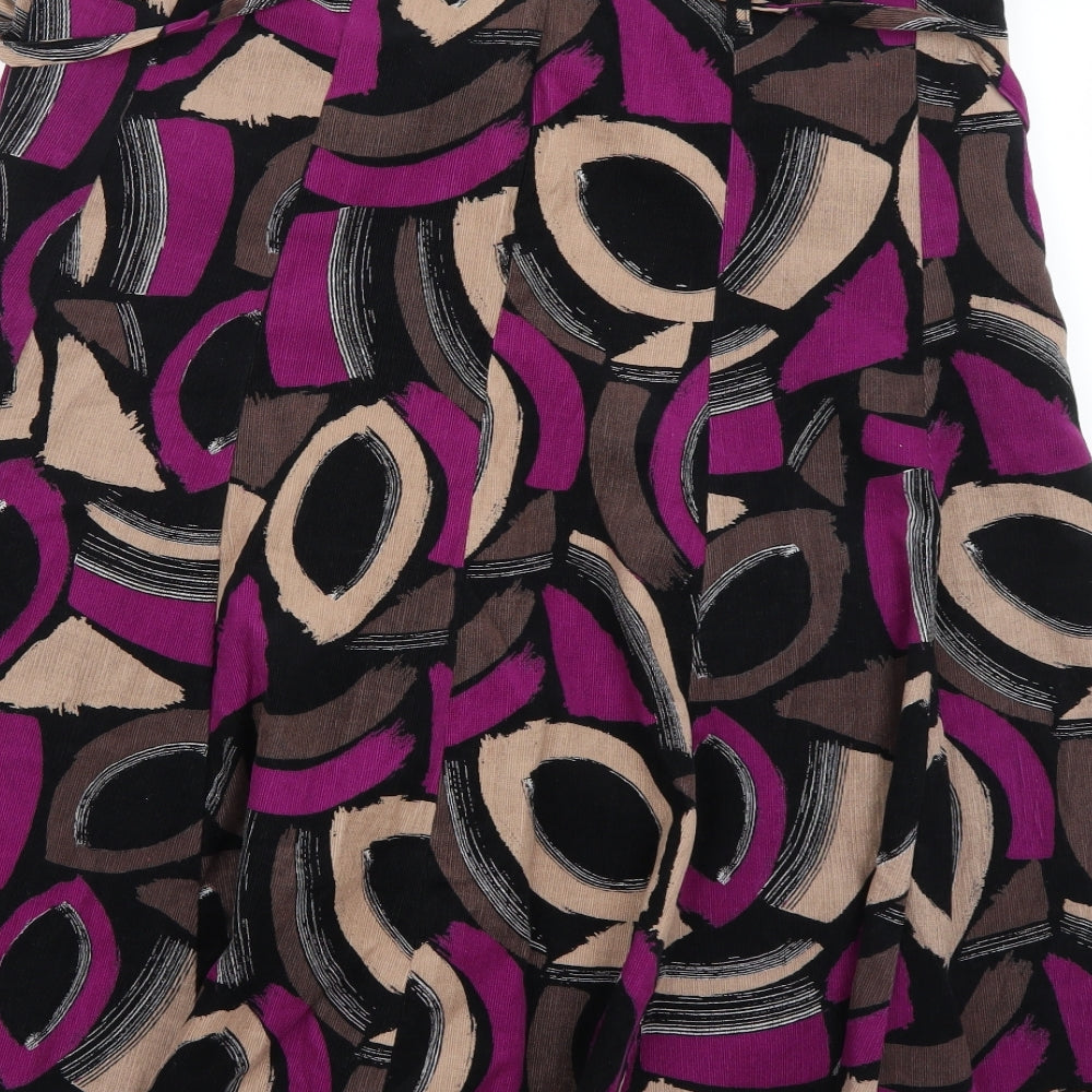 M&Co Womens Multicoloured Geometric  Flare Skirt Size 14