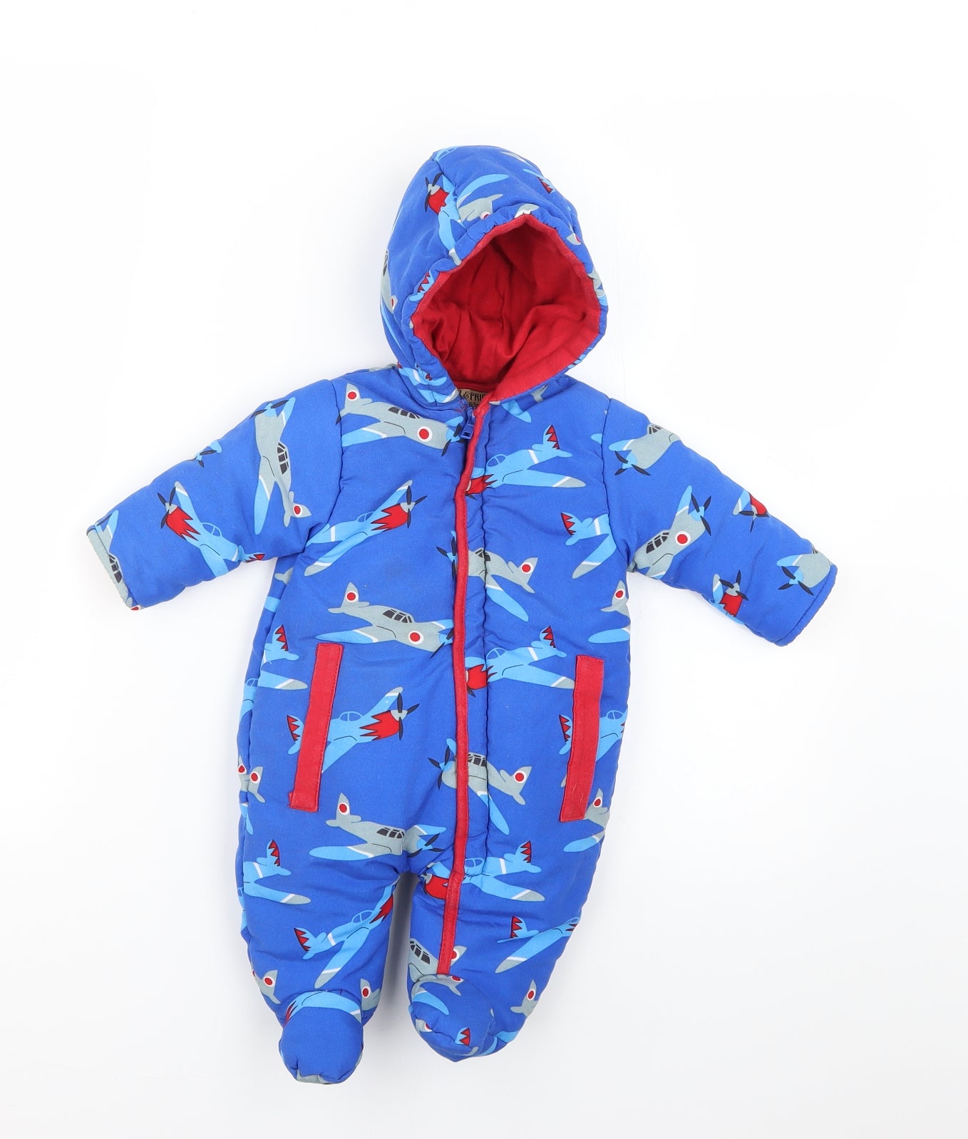 honour&pride Baby Blue Geometric  Basic Coat Snowsuit Size 0-3 Months
