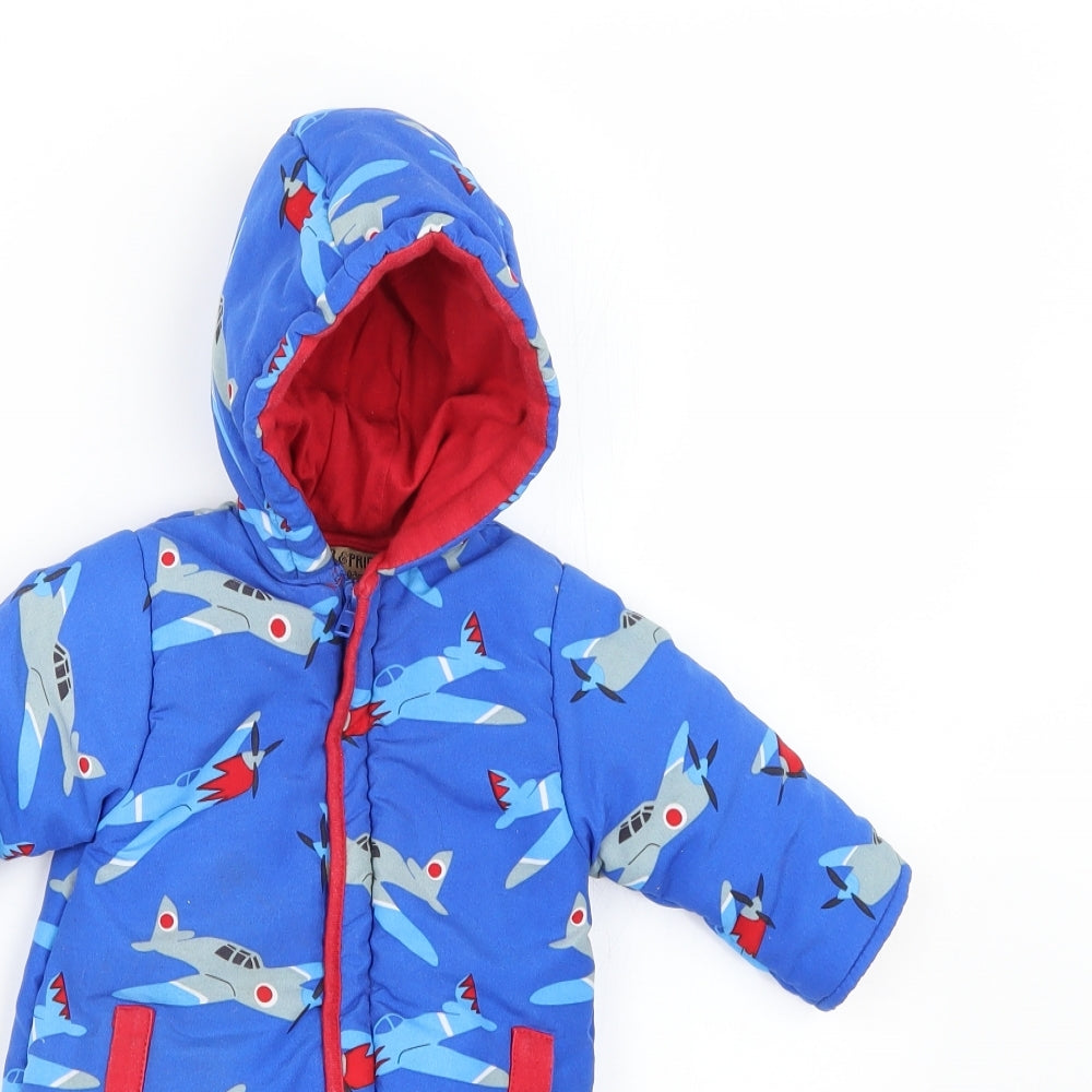 honour&pride Baby Blue Geometric  Basic Coat Snowsuit Size 0-3 Months
