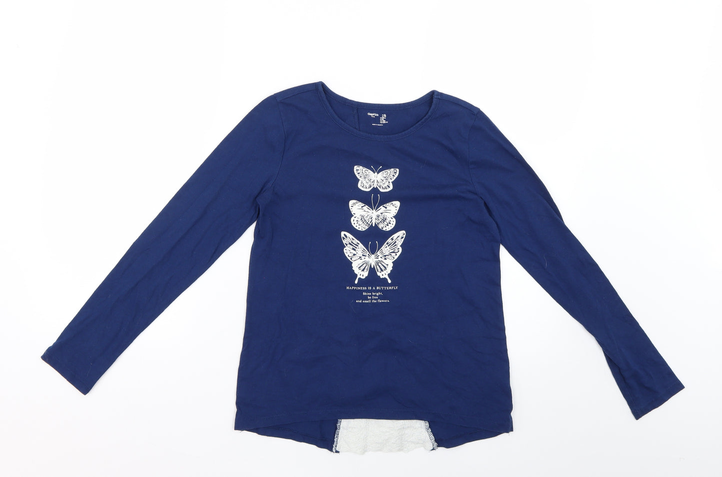 Gap Girls Blue Geometric  Basic T-Shirt Size 12-13 Years