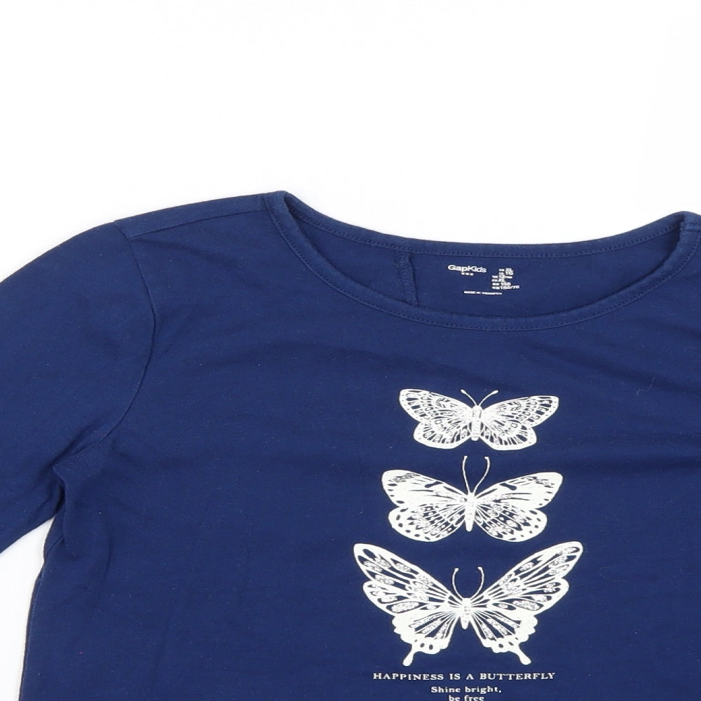 Gap Girls Blue Geometric  Basic T-Shirt Size 12-13 Years