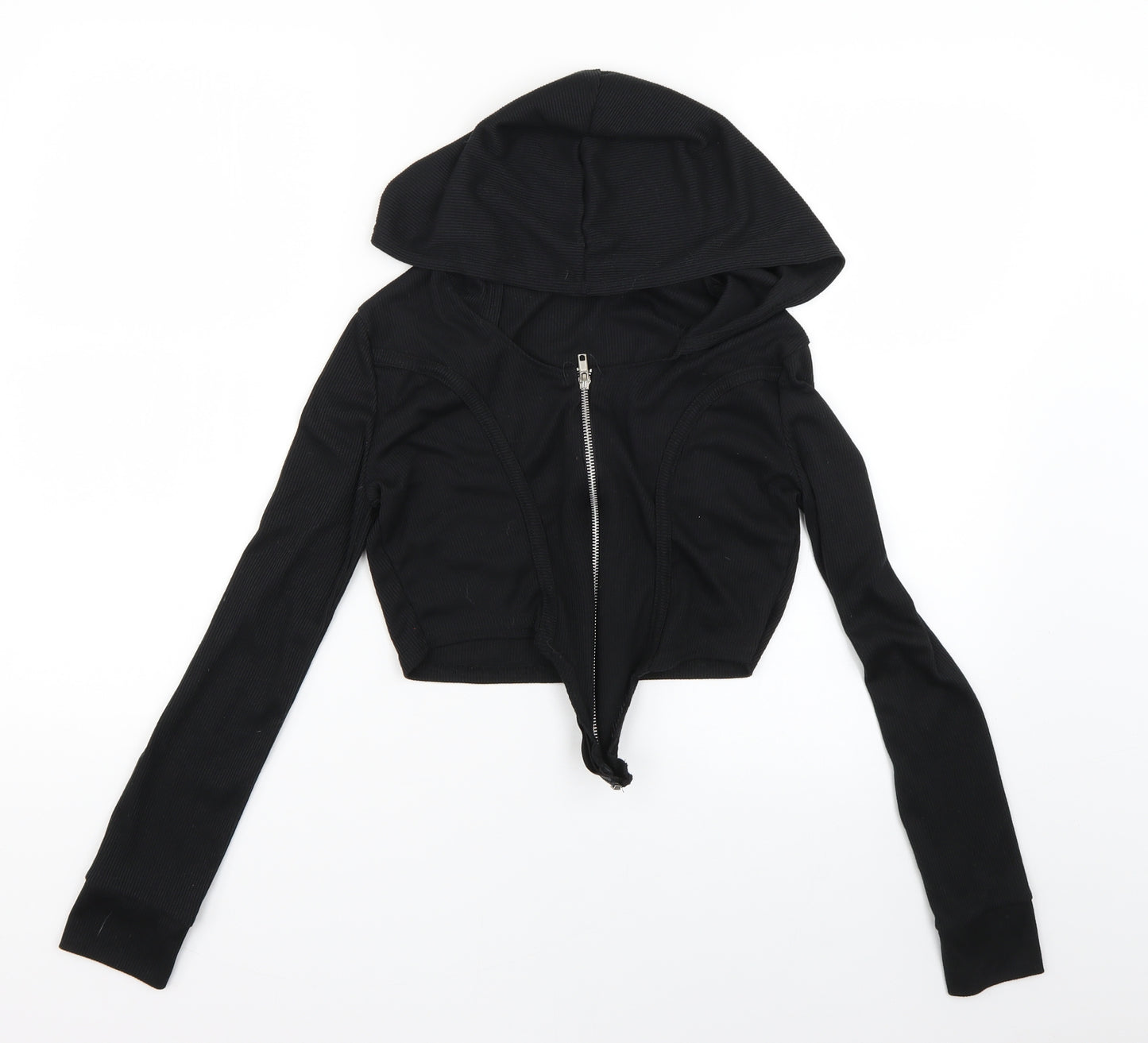 PRETTYLITTLETHING Womens Black   Full Zip Hoodie Size M