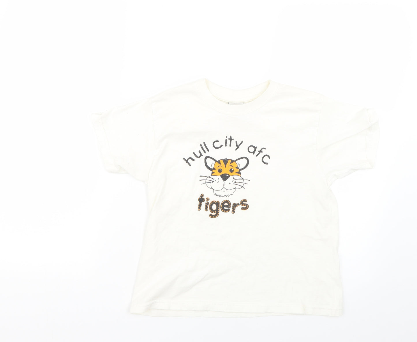JERZEES Girls White Geometric  Basic T-Shirt Size 7-8 Years
