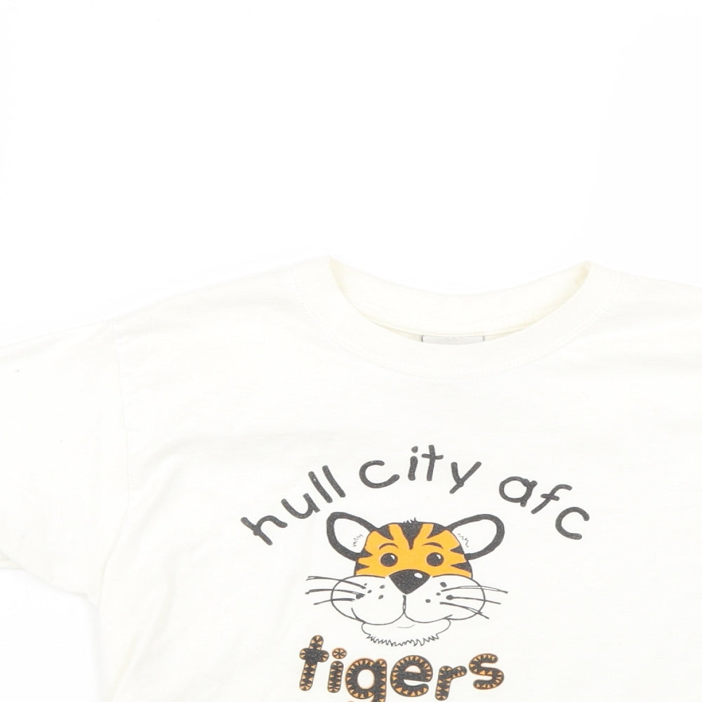 JERZEES Girls White Geometric  Basic T-Shirt Size 7-8 Years