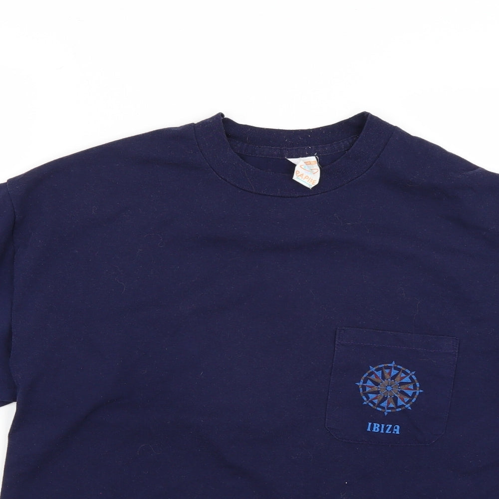 rapife Womens Blue Geometric  Basic T-Shirt Size 22