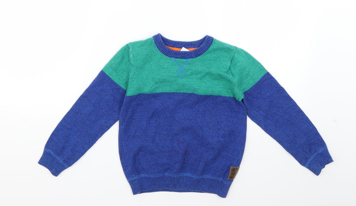 F&F Girls Multicoloured Colourblock Pullover Jumper Size 5-6 Years