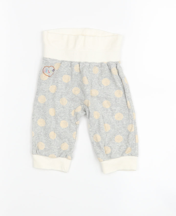 NEXT Girls Grey Polka Dot  Jogger Leggings Size 3-6 Months