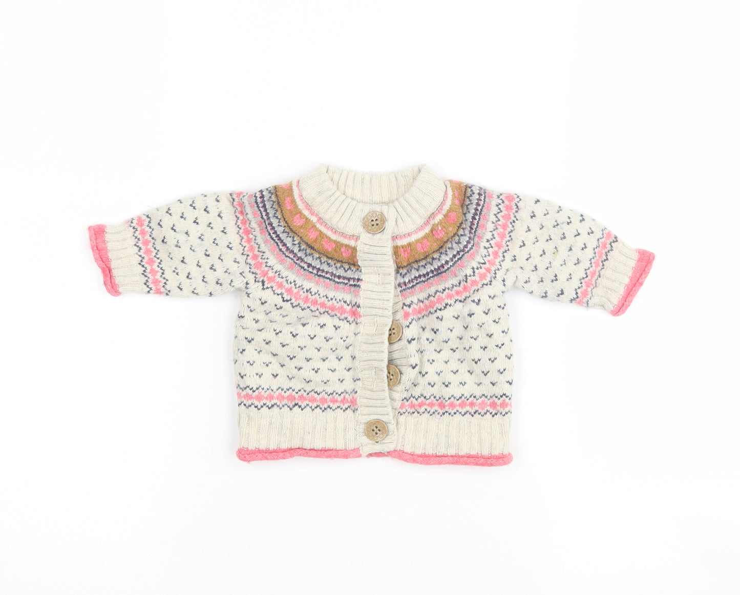 NEXT Girls Multicoloured Argyle/Diamond  Cardigan Jumper Size 3-6 Months