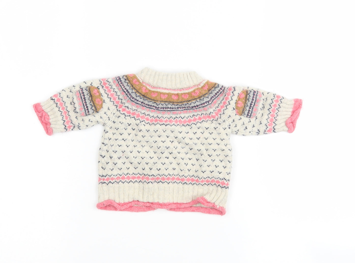 NEXT Girls Multicoloured Argyle/Diamond  Cardigan Jumper Size 3-6 Months
