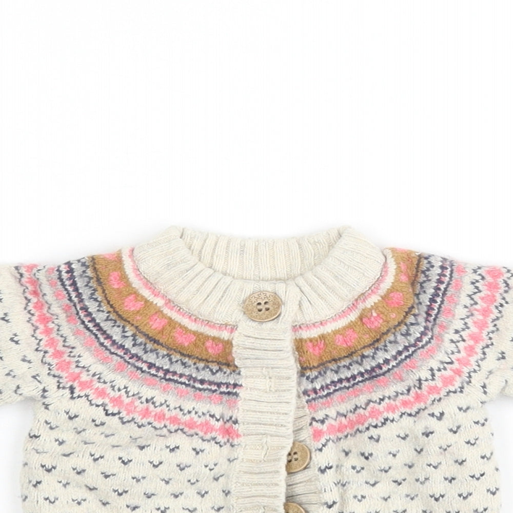 NEXT Girls Multicoloured Argyle/Diamond  Cardigan Jumper Size 3-6 Months