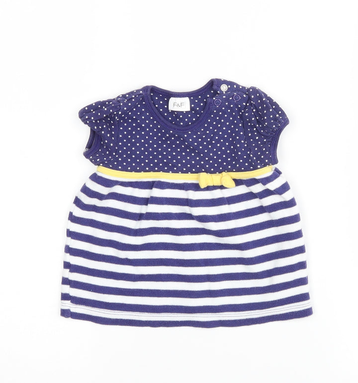 F&F Girls Blue Striped  Basic Casual Size 0-3 Months