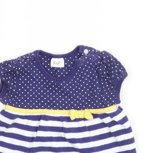 F&F Girls Blue Striped  Basic Casual Size 0-3 Months