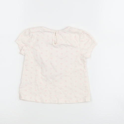 TU Girls White Spotted  Basic T-Shirt Size 12-18 Months